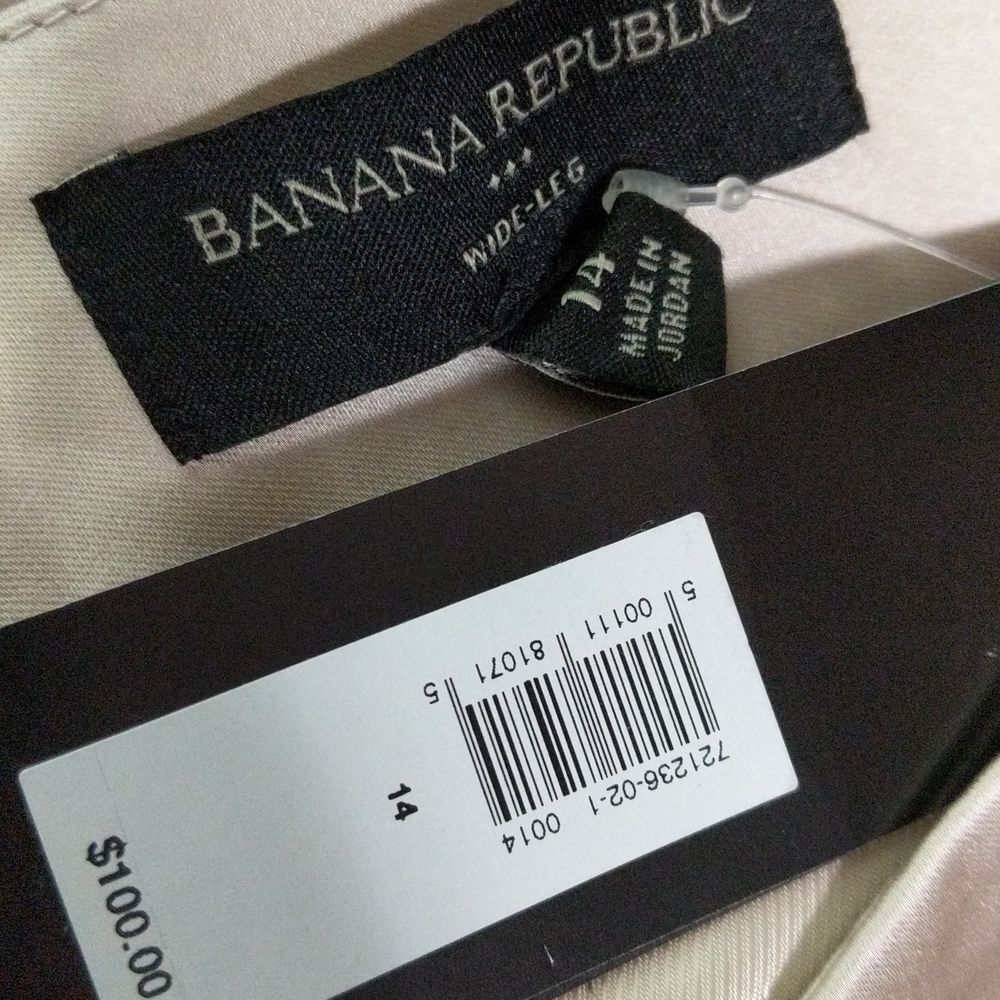 NWT Banana Republic Factory Silky pleated Wide leg pants oyster pearl size 14 - Picture 8 of 12